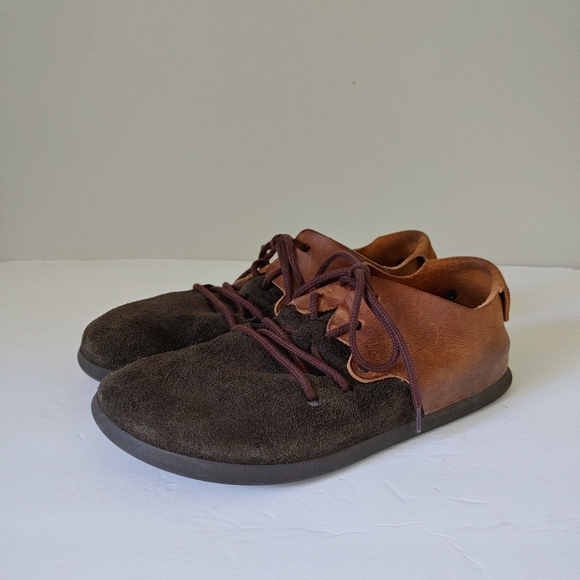 Birkenstock Montana Plus Suede Oiled Leather Shoes Size 9 9.5 Brown Two Tone - Picture 3 of 14